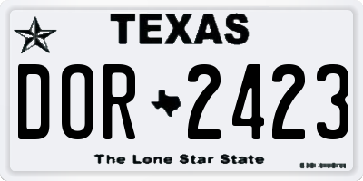 TX license plate DOR2423