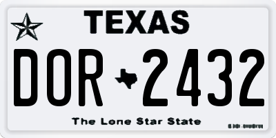 TX license plate DOR2432