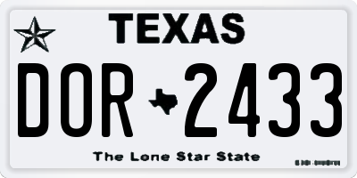 TX license plate DOR2433