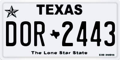 TX license plate DOR2443