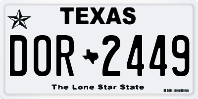 TX license plate DOR2449