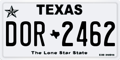TX license plate DOR2462
