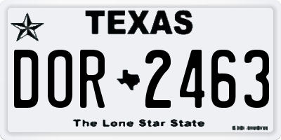 TX license plate DOR2463