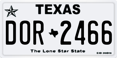 TX license plate DOR2466