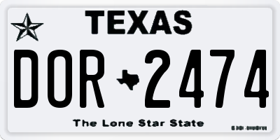 TX license plate DOR2474