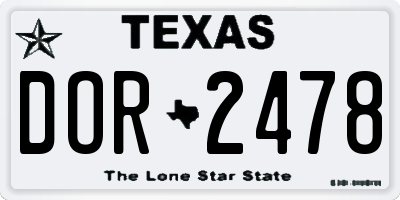 TX license plate DOR2478