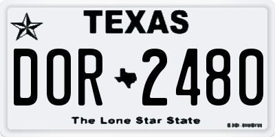 TX license plate DOR2480
