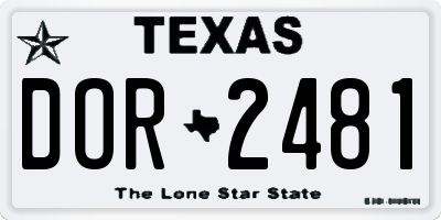 TX license plate DOR2481
