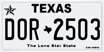 TX license plate DOR2503