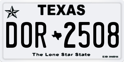 TX license plate DOR2508