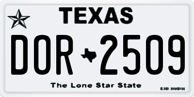 TX license plate DOR2509