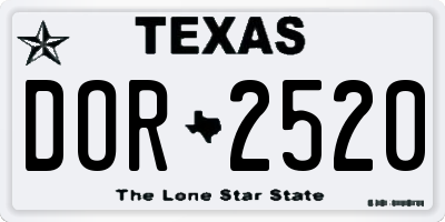 TX license plate DOR2520