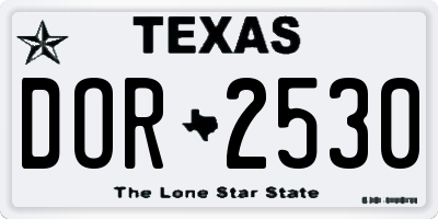 TX license plate DOR2530