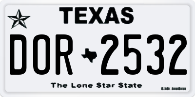 TX license plate DOR2532