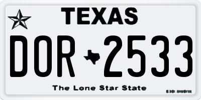 TX license plate DOR2533