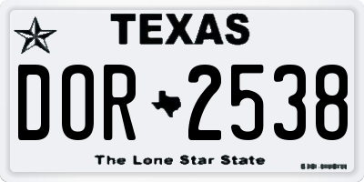 TX license plate DOR2538