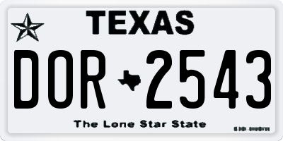 TX license plate DOR2543