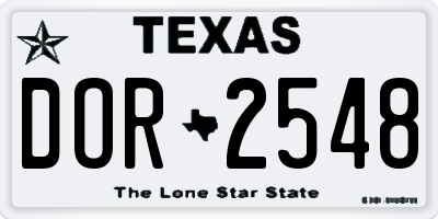 TX license plate DOR2548