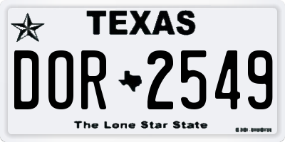 TX license plate DOR2549