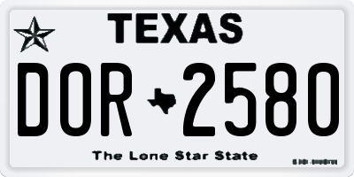 TX license plate DOR2580