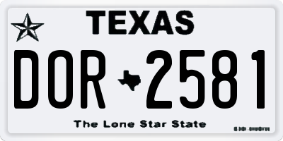 TX license plate DOR2581
