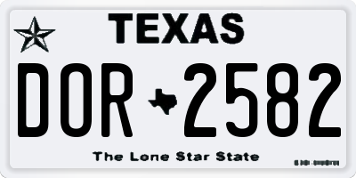 TX license plate DOR2582