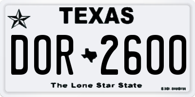TX license plate DOR2600
