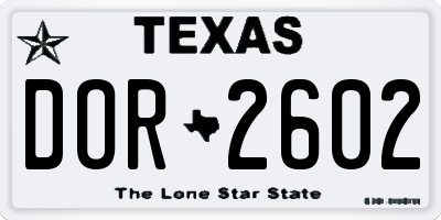 TX license plate DOR2602