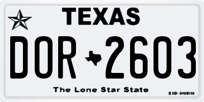 TX license plate DOR2603