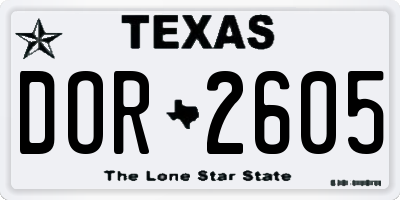 TX license plate DOR2605