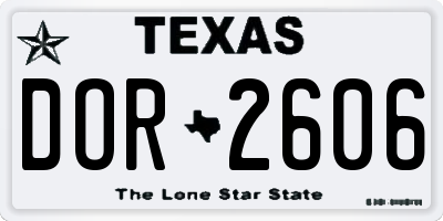 TX license plate DOR2606
