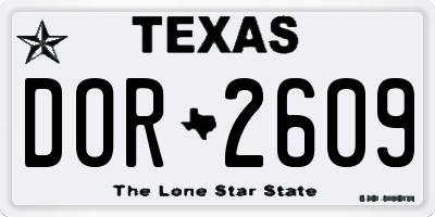 TX license plate DOR2609