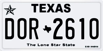 TX license plate DOR2610