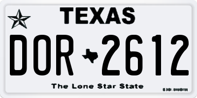 TX license plate DOR2612