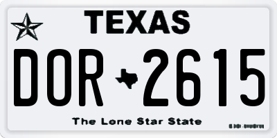 TX license plate DOR2615