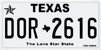 TX license plate DOR2616