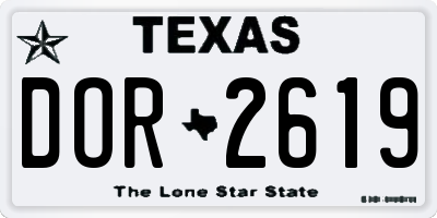 TX license plate DOR2619