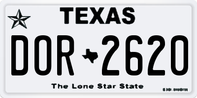 TX license plate DOR2620