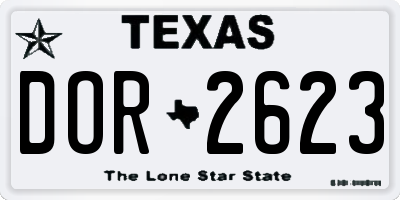 TX license plate DOR2623