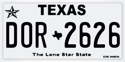 TX license plate DOR2626