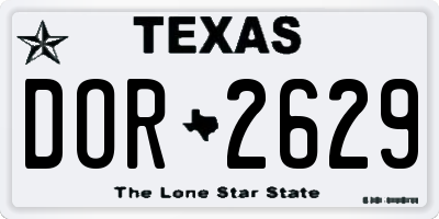 TX license plate DOR2629