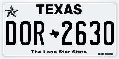 TX license plate DOR2630