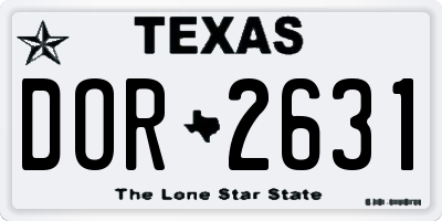 TX license plate DOR2631