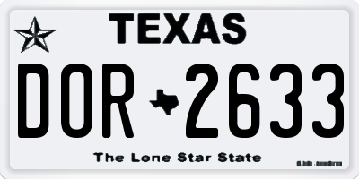 TX license plate DOR2633