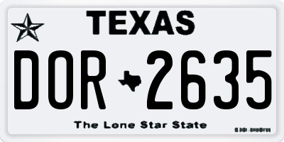 TX license plate DOR2635