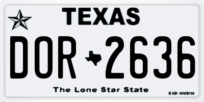TX license plate DOR2636
