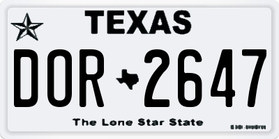 TX license plate DOR2647