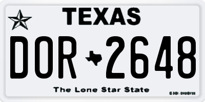 TX license plate DOR2648