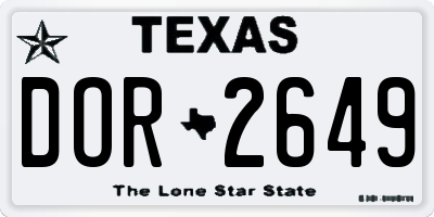 TX license plate DOR2649