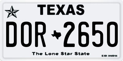 TX license plate DOR2650